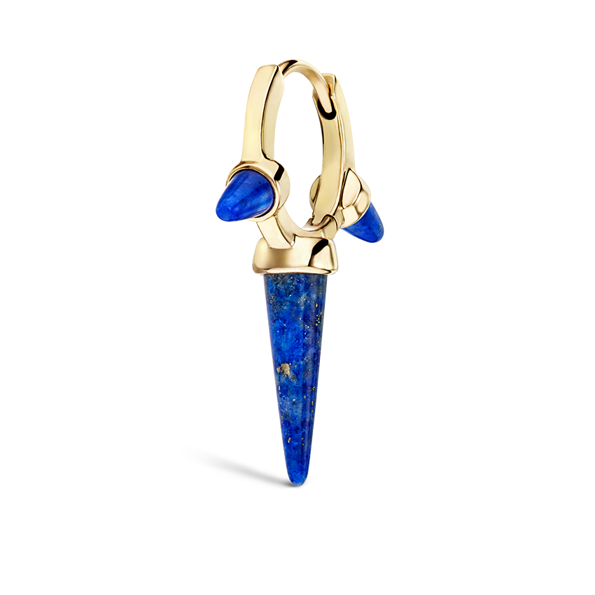 Lapis Triple Long Spike Hoop Earring