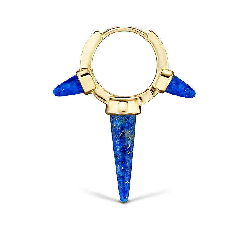 Lapis Triple Long Spike Hoop Earring