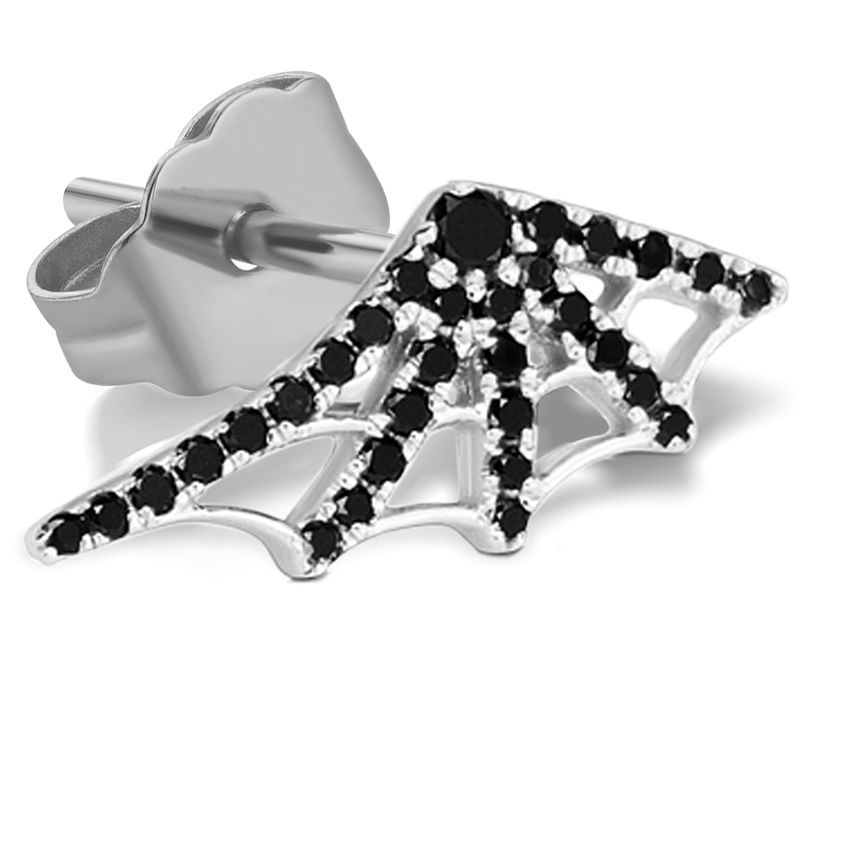 Large Black Diamond Web Earstud