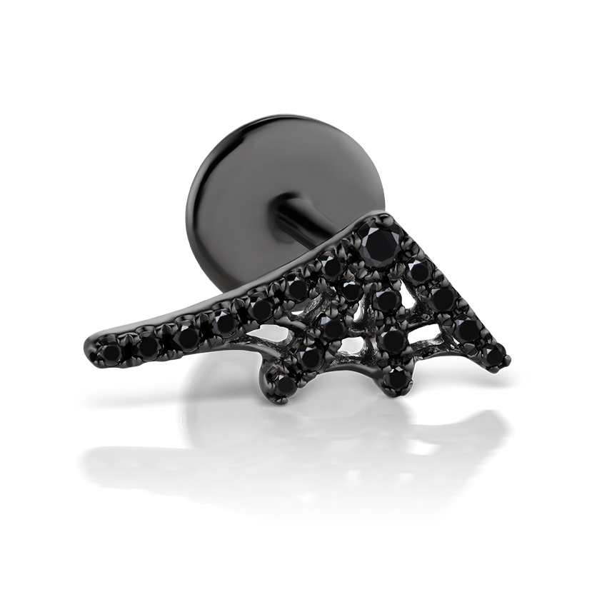 Black Diamond Web Threaded Stud Earring