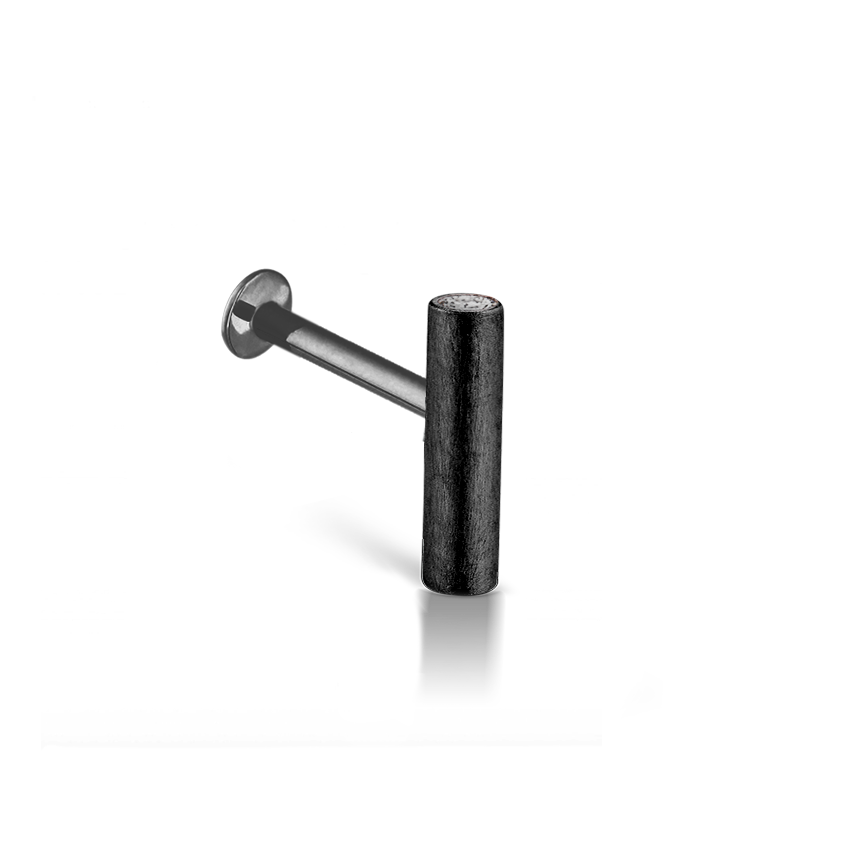 Matte Round Bar with Diamond Ends Threaded Stud Earring