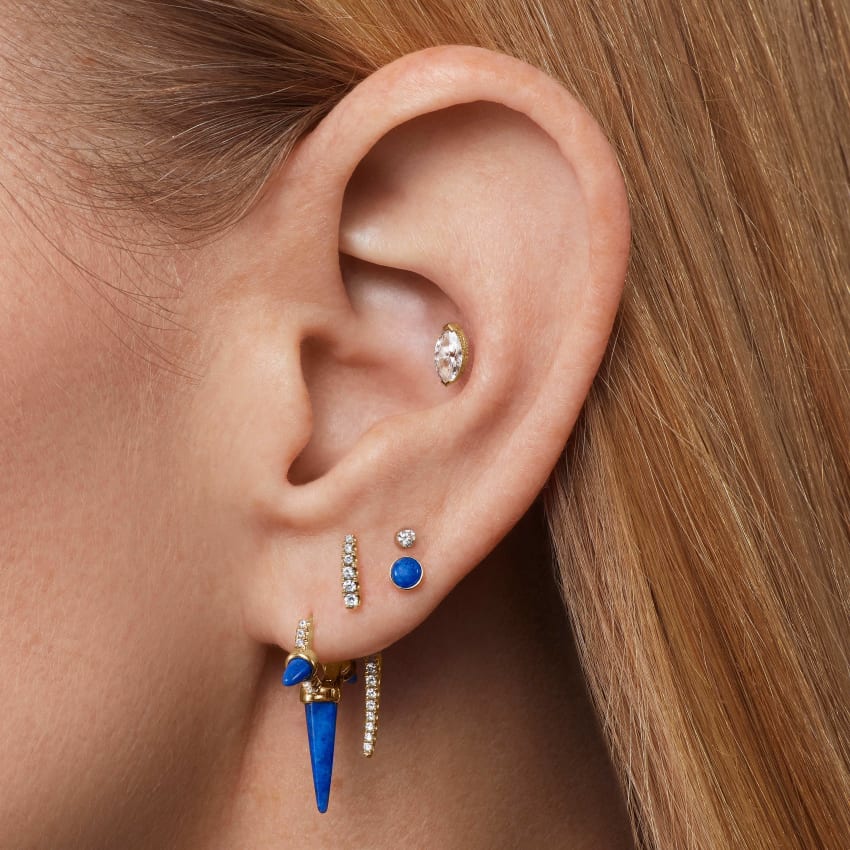 Lapis Threaded Stud Earring