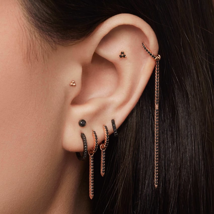 Black Diamond Trinity Threaded Stud Earring
