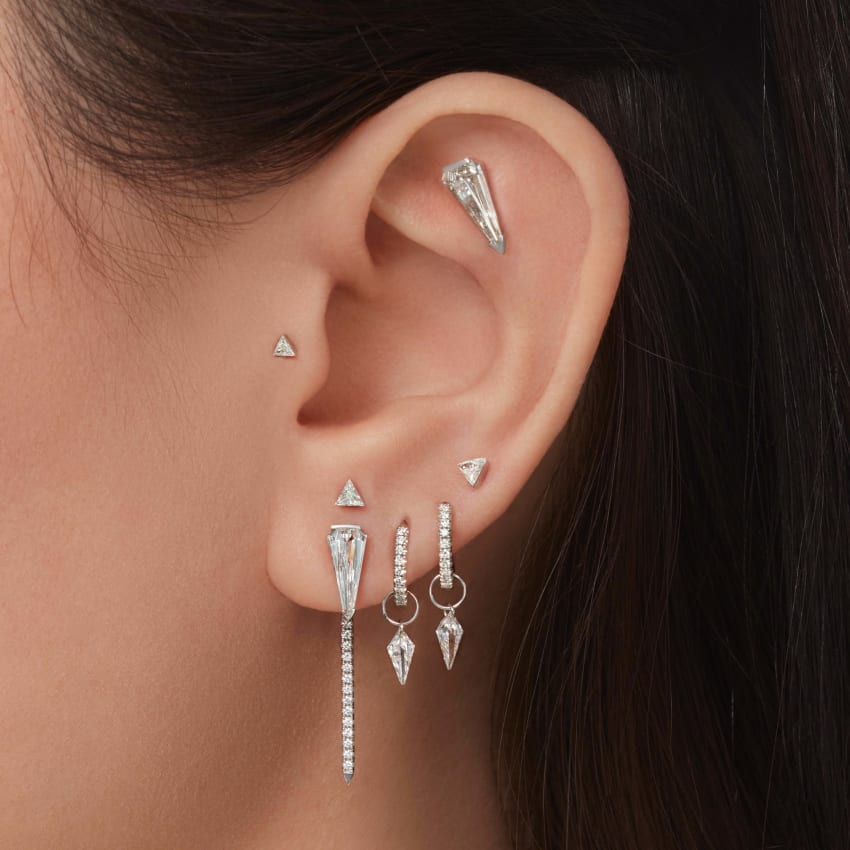 Low Profile Silhouette Diamond Threaded Stud Earring