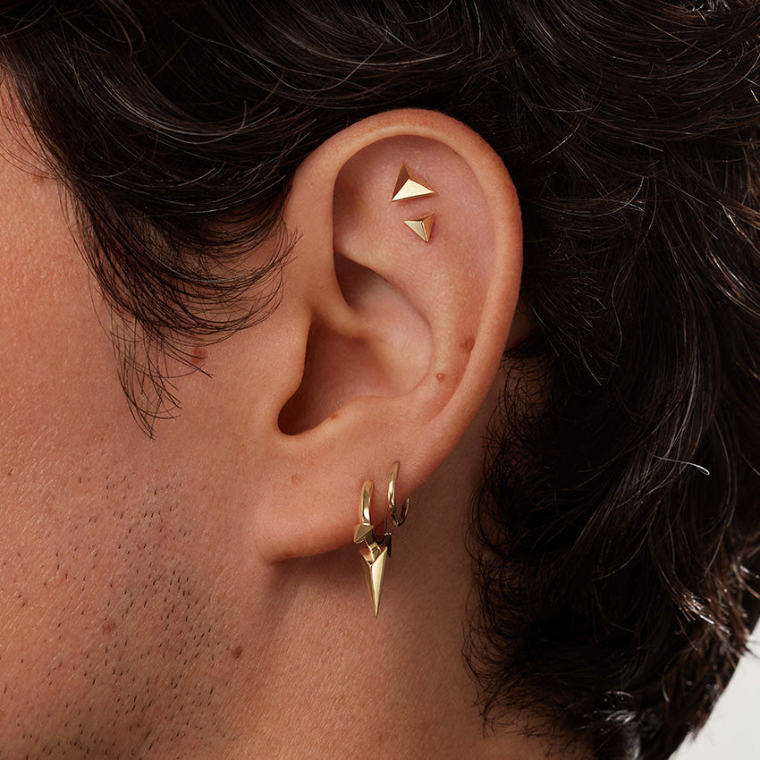 Faceted Triple Long Spike Hoop Earring