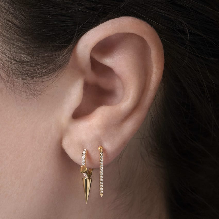 Triple Long Spike Diamond Eternity Hoop Earring