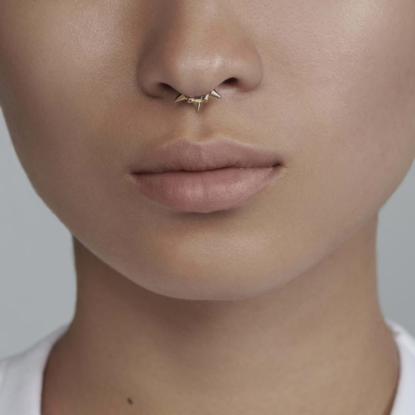 Triple Short Spike Granulated Hoop Earring