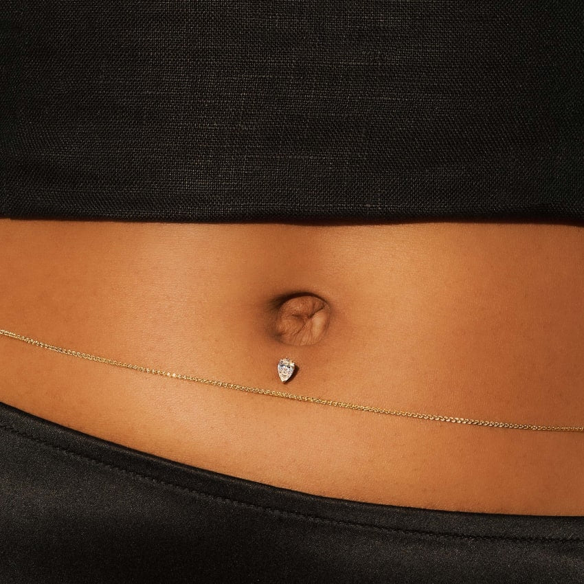 Pear Diamond Engraved Navel Floater