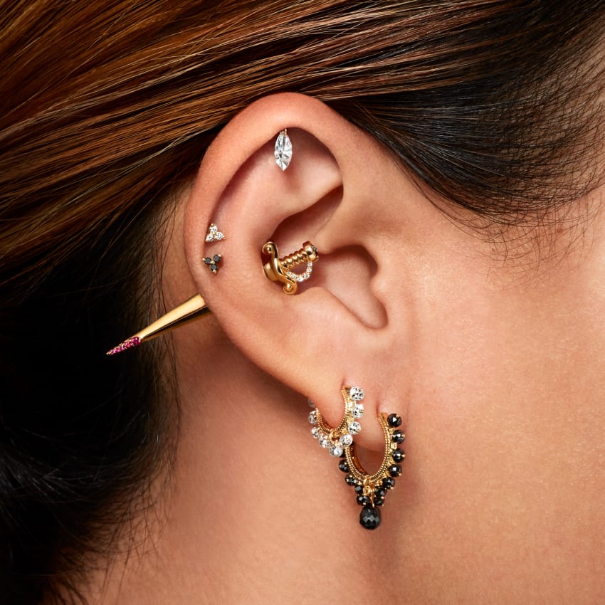 Diamond Coronet Hoop Earring