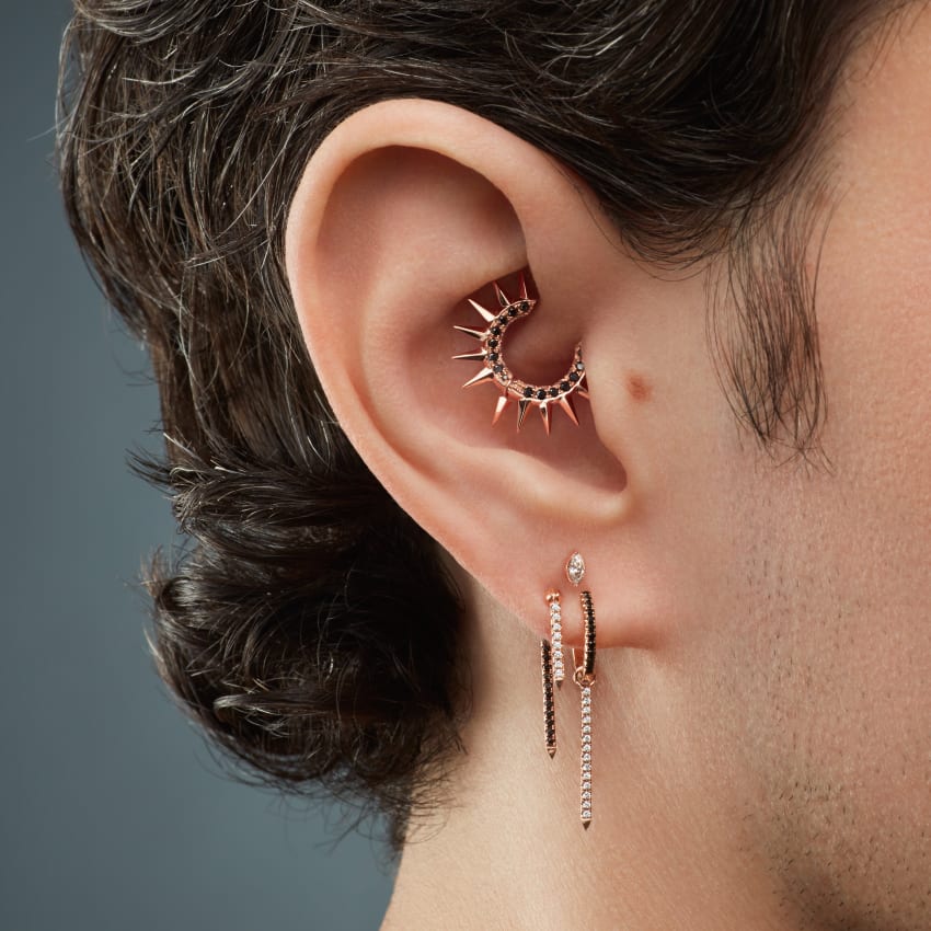 Black Diamond Eternity Hoop Earring