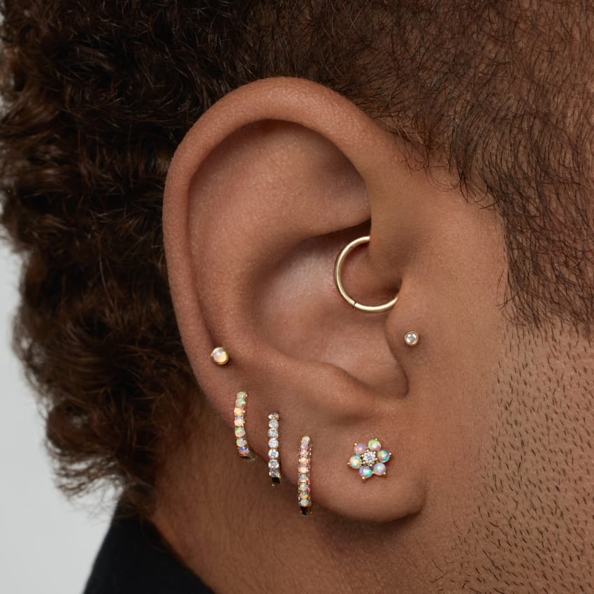 Opal Threaded Stud Earring