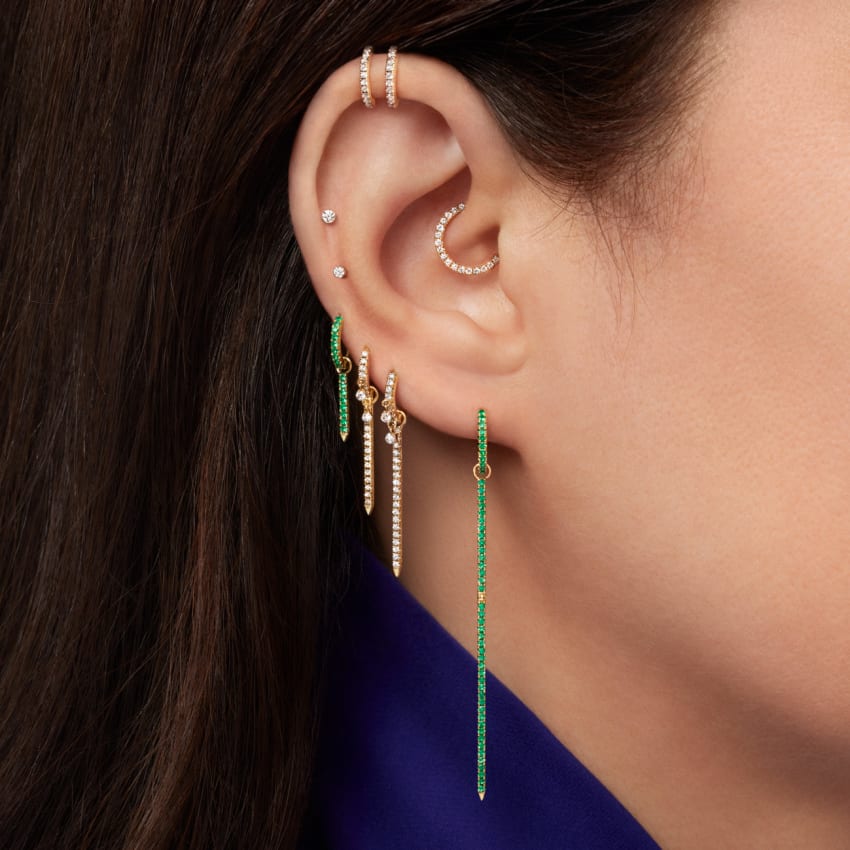 Diamond Horizontal Eternity Hoop Earring