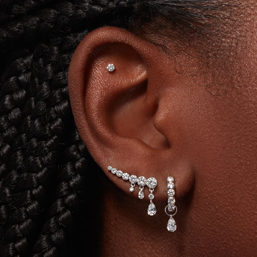 Invisible Set Diamond Threaded Stud Earring
