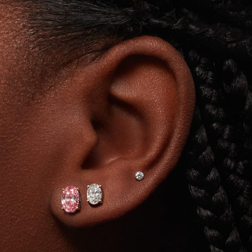 Invisible Set Diamond Threaded Stud Earring