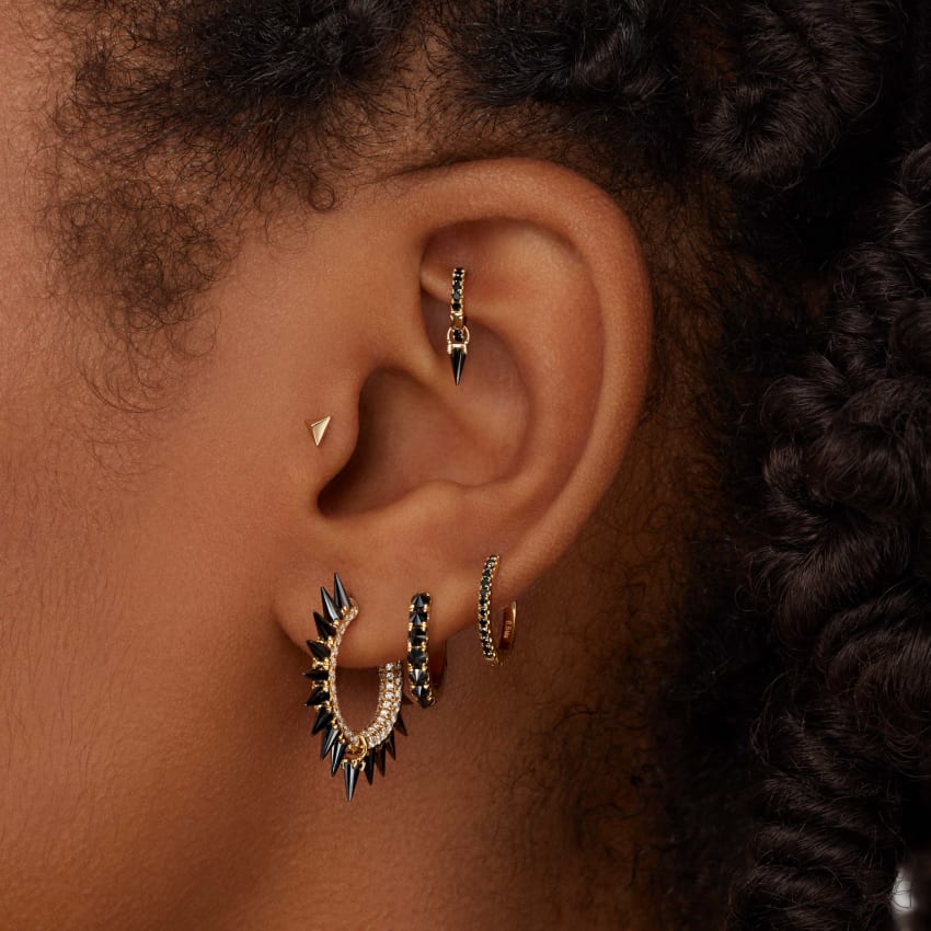 Black Diamond Eternity Hoop Earring