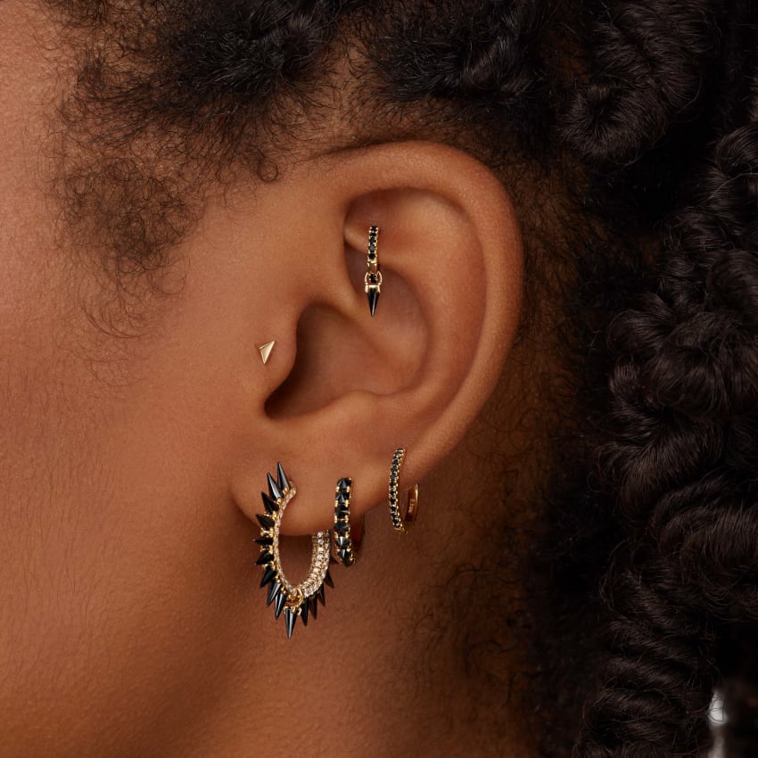 Black Diamond Eternity Hoop Earring