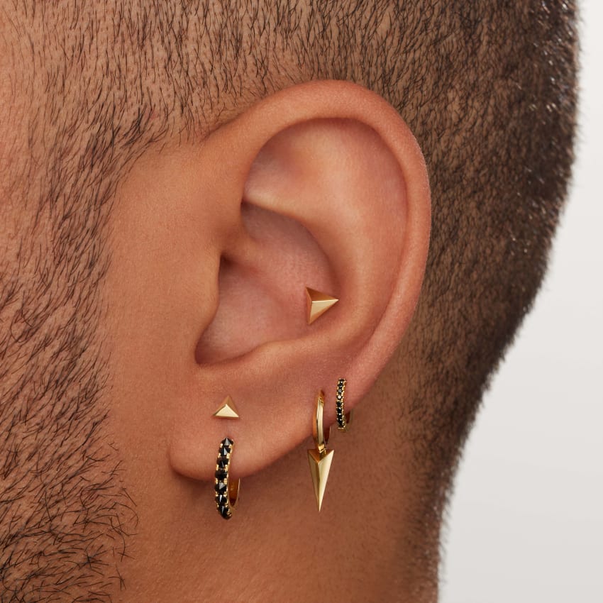 Faceted Single Long Spike Hoop Earring