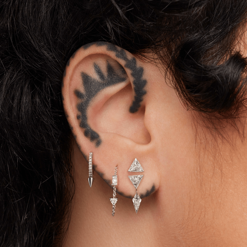 Invisible Set Triangle Diamond Stud Earring