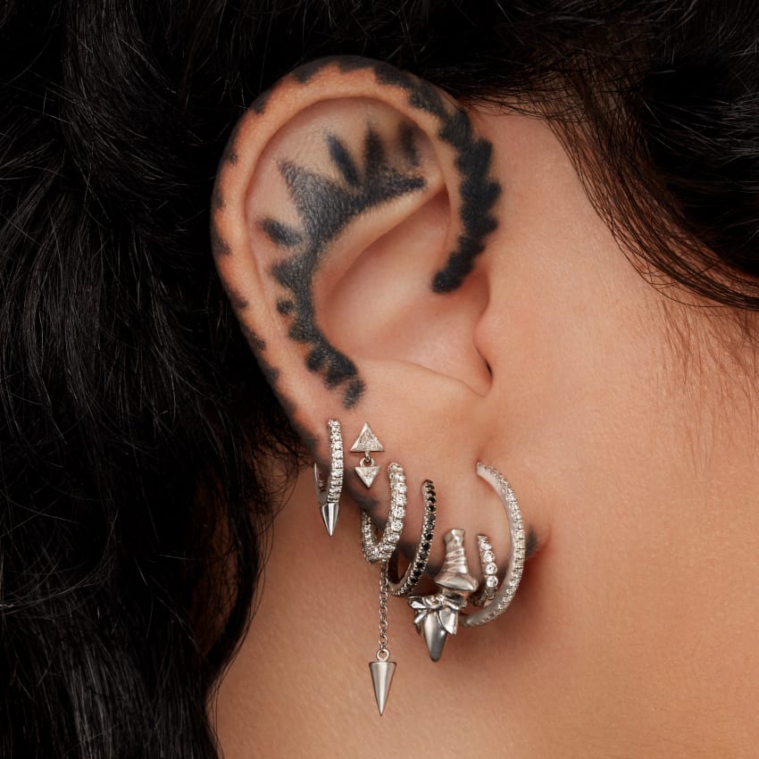 Invisible Set Triangle Diamond Dangle Threaded Earring