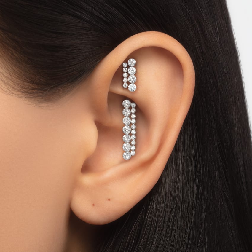 Invisible Set Diamond Apsara Bar Threaded Stud Earring