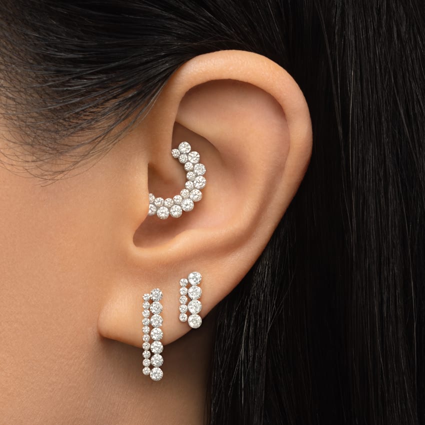 Invisible Set Diamond Apsara Bar Threaded Stud Earring