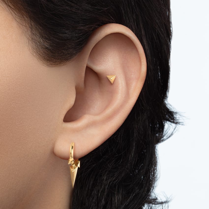 Faceted Triple Long Spike Hoop Earring