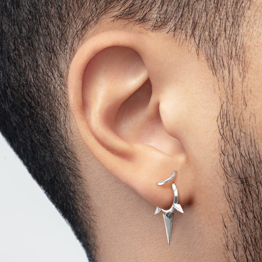 Faceted Triple Long Spike Hoop Earring