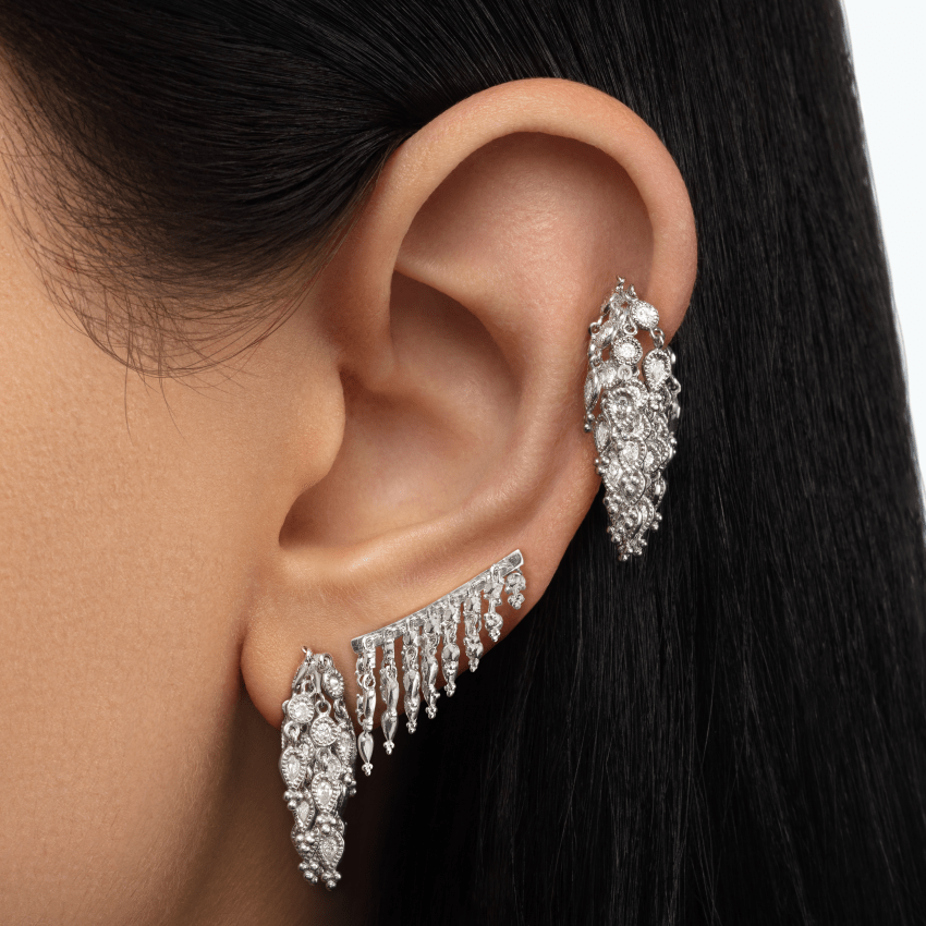 Diamond Tassel Eternity Hoop Earring