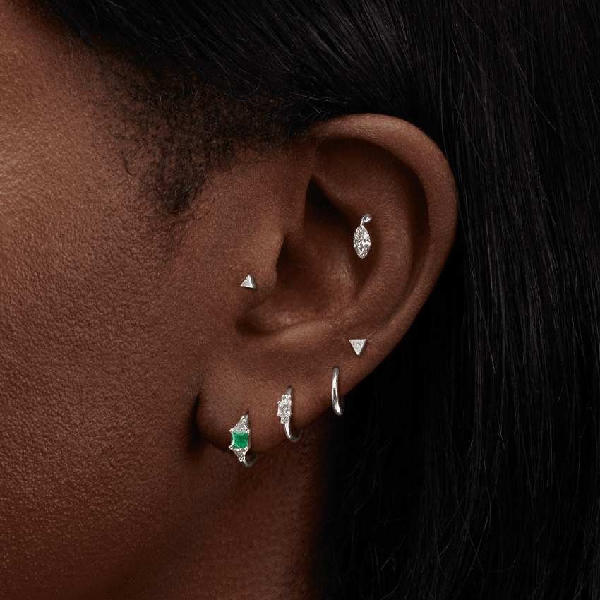 2mm Diamond Princess Hoop Earring