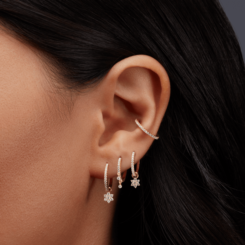 Diamond Eternity Double Dangle Hoop Earring