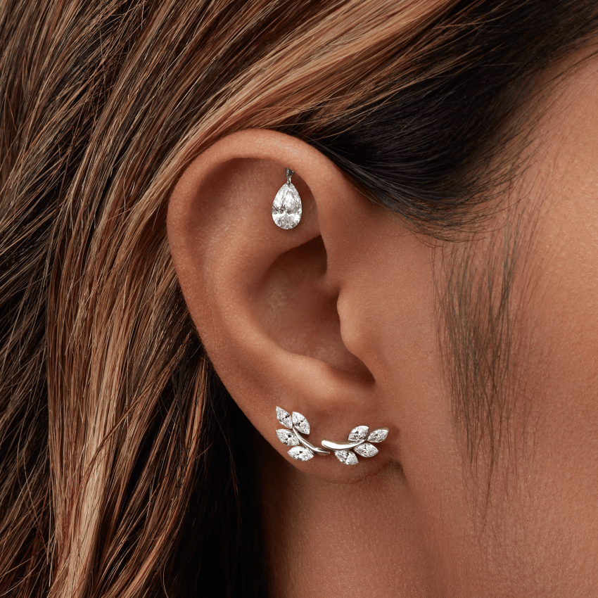Diamond Vine Threaded Stud Earring