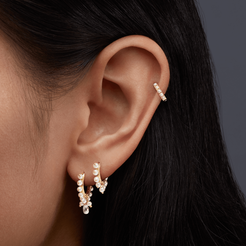 Pearl Coronet Hoop Earring