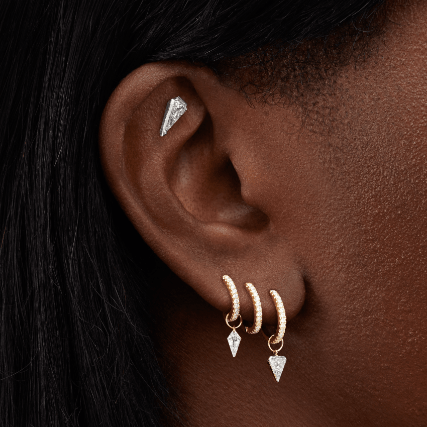 Low Profile Silhouette Diamond Threaded Stud Earring