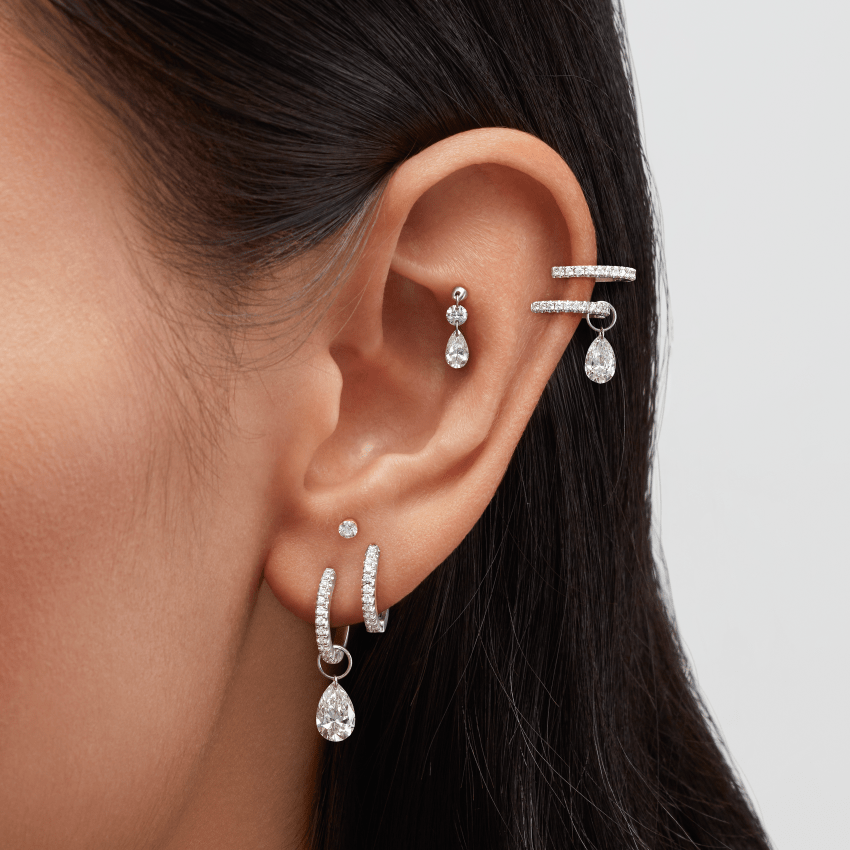 Invisible Set Diamond Threaded Stud Earring
