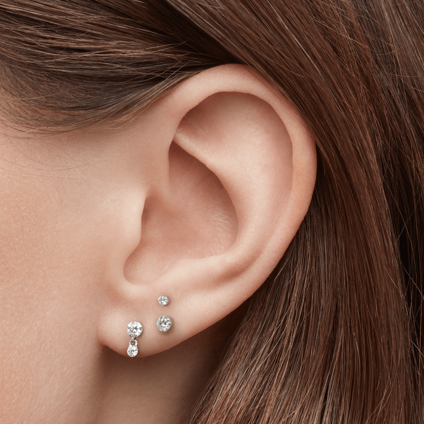 Invisible Set Diamond Dangle Stud Earring
