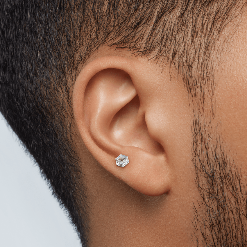 Invisible Set Hexagon Diamond Stud Earring
