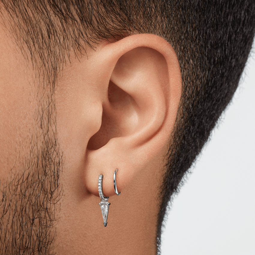 Silhouette Diamond Long Spike Eternity Hoop Earring
