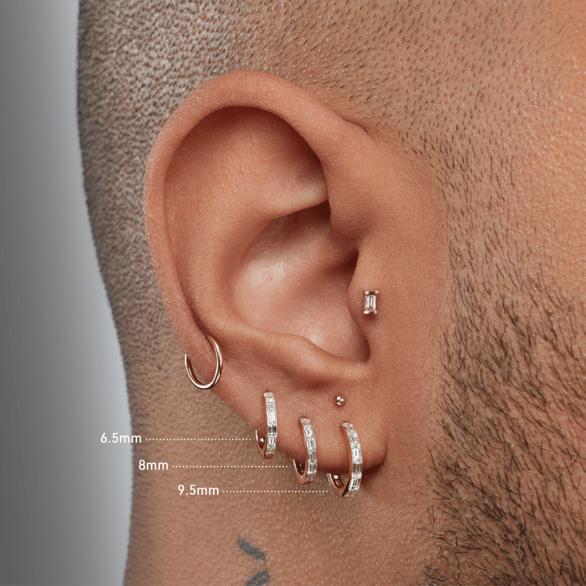 Invisible Set Baguette Diamond Eternity Hoop Earring