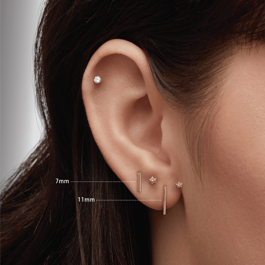 Polished Round Bar Threaded Stud Earring