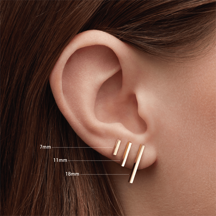 Polished Square Bar Threaded Stud Earring