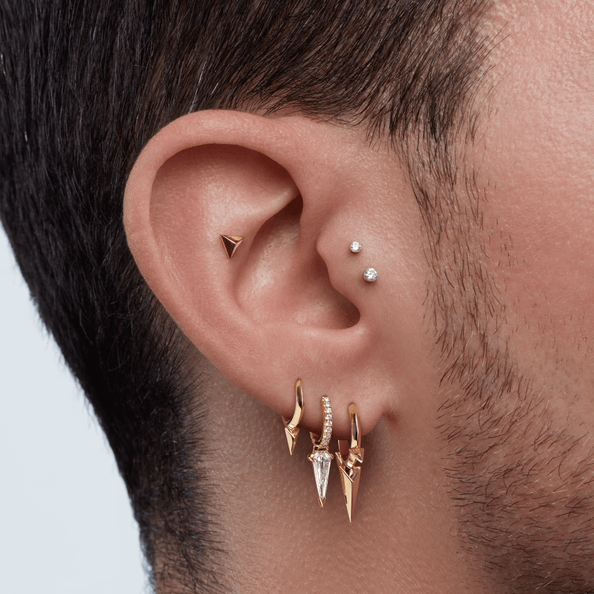 Faceted Single Short Spike Hoop Earring