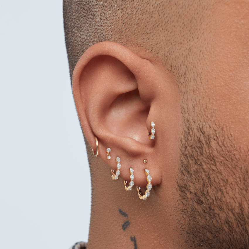 Invisible Set Diamond Dangle Threaded Stud Earring