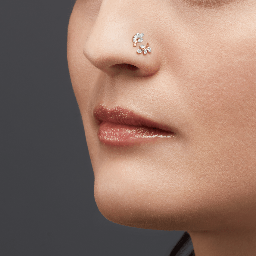 Diamond Vine Threaded Stud Earring