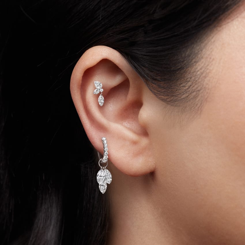 Marquise Pear Diamond Echo Threaded Stud Earring
