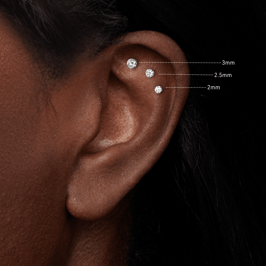 Invisible Set Diamond Threaded Stud Earring