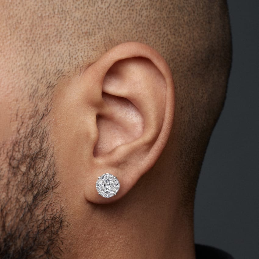 Diamond Cluster Stud Earring