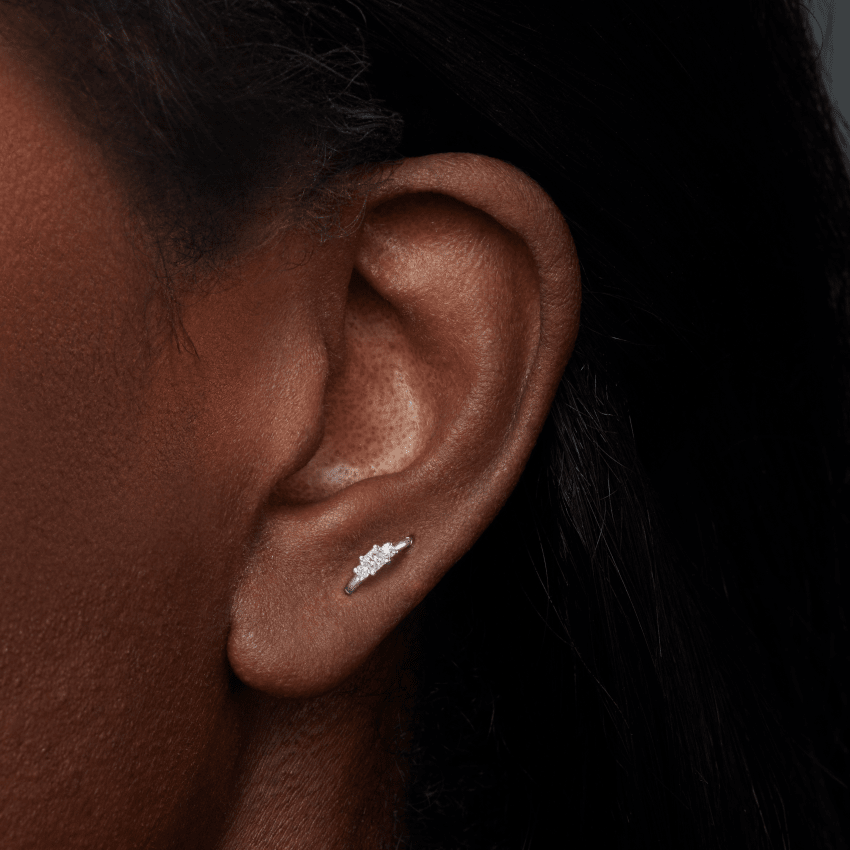2mm Diamond Princess Hoop Earring