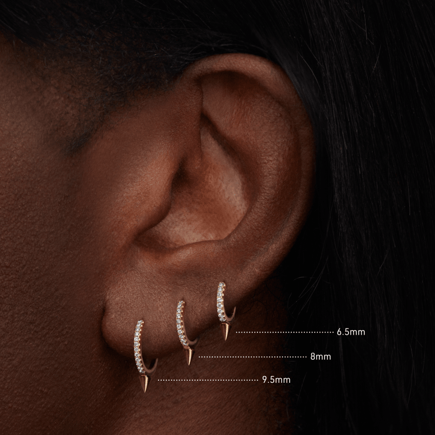 Single Short Spike Diamond Eternity Hoop Earring
