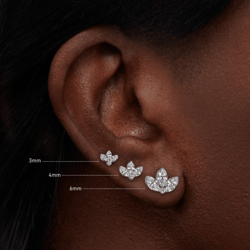 Invisible Diamond Lotus Threaded Stud Earring