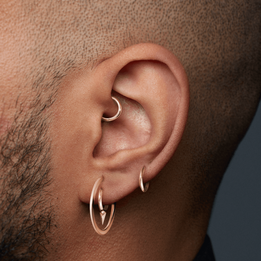 Faceted Single Long Spike Hoop Earring